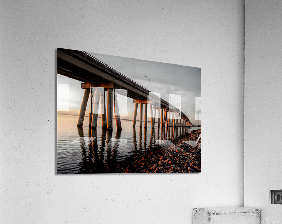 Ponquogue Bridge Reflections Acrylic Print