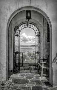 Arched Gate In B&W