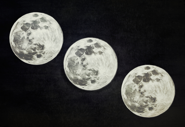 Moon Trio Black and White Print