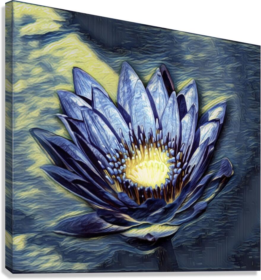 Blue Abstract Waterlily  Canvas Print