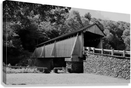 Beaverkill Covered Bridge In Black and White Canvas Print