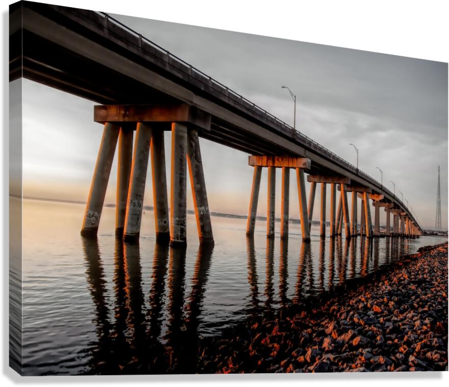 Ponquogue Bridge Reflections Canvas Print