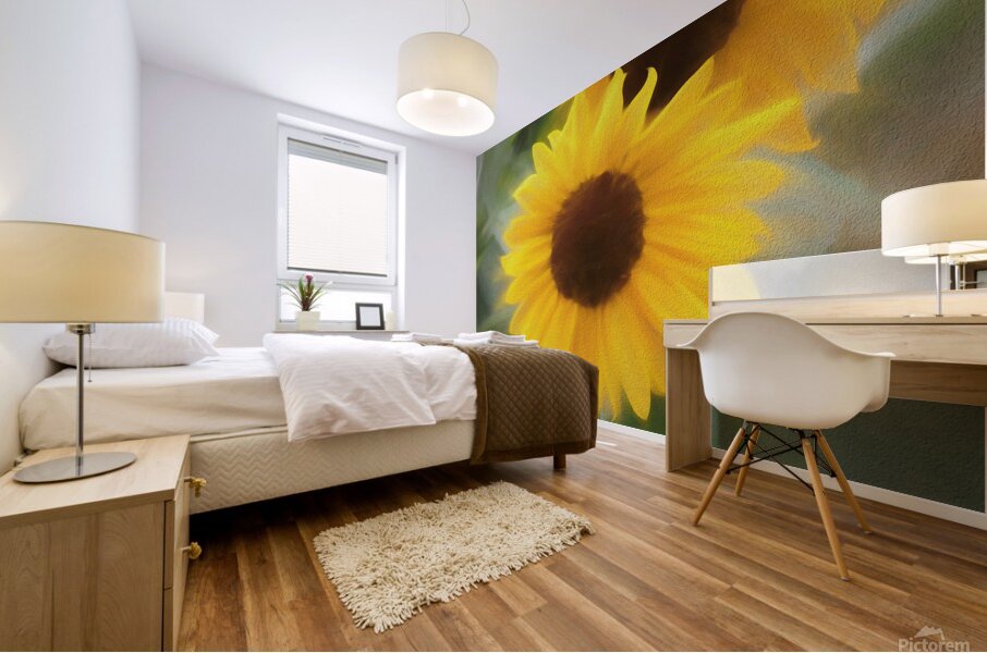 Sunflower In Chalk Mural print