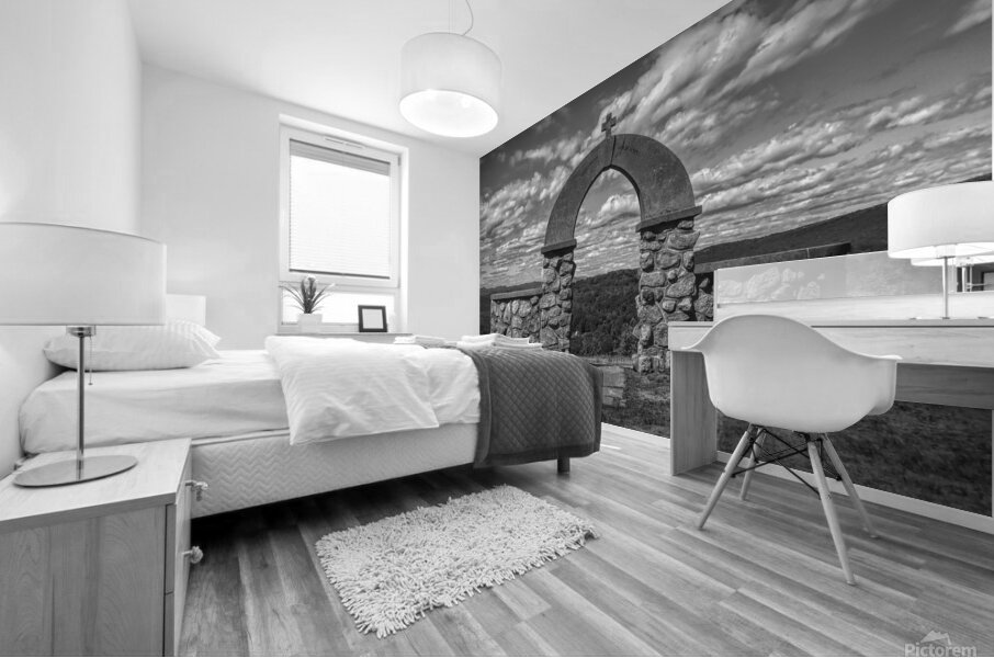 Stone Archway Black and White Mural print