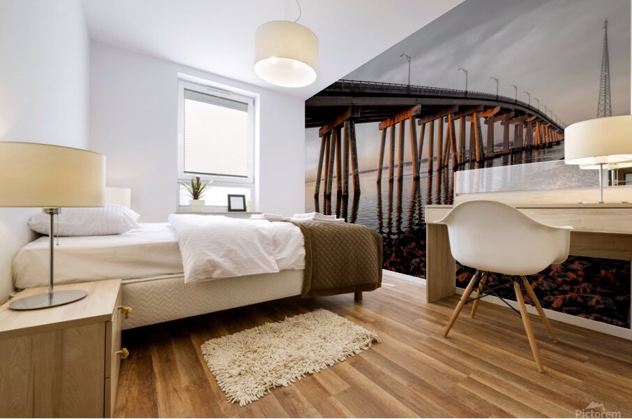 Ponquogue Bridge Reflections Mural print