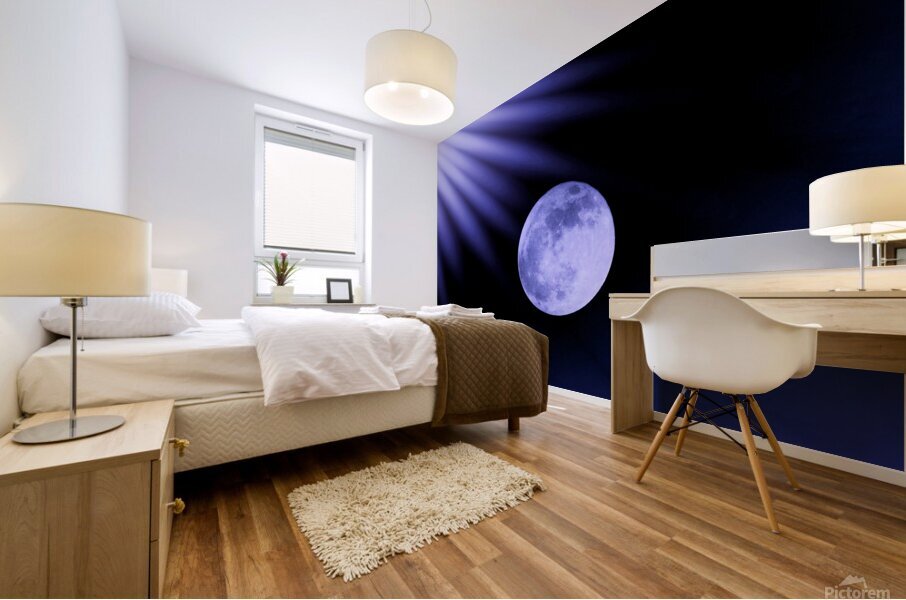 Blue Rays On The Moon Mural print