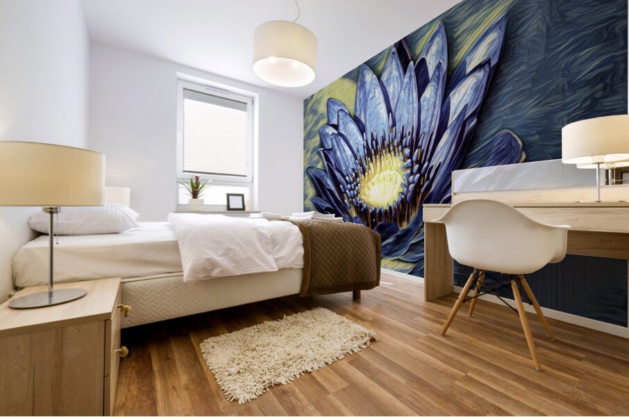 Blue Abstract Waterlily  Mural print