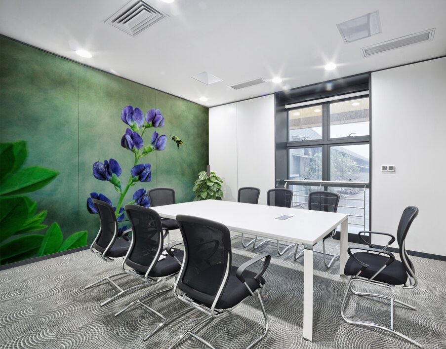 Bee Flying To A Purple Flower Wall Printing