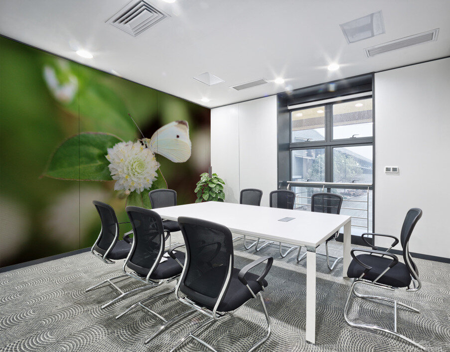 Cabbage White Butterfly On Globe Amaranth Wall Printing
