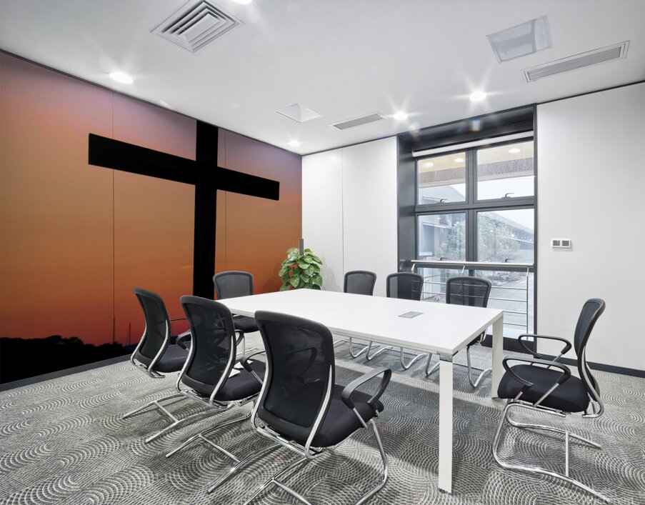 Colorful Sunset On The Cross Wall Printing