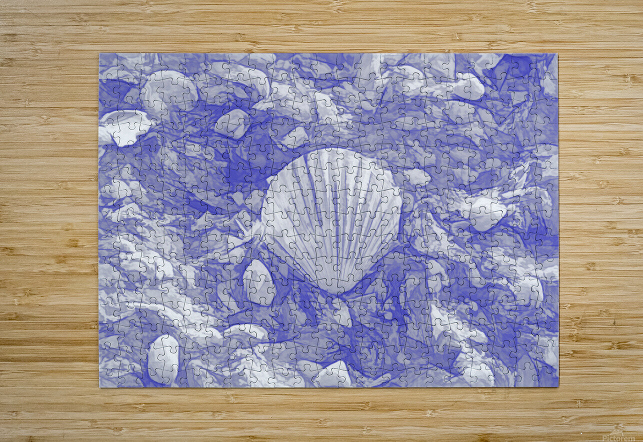 Scallop Shell On Blue and White Karen Silvestri Puzzle printing