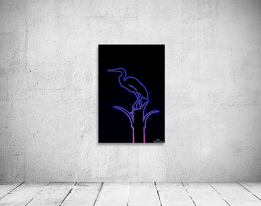 Neon Silhouette Of An Egret Wall Preview