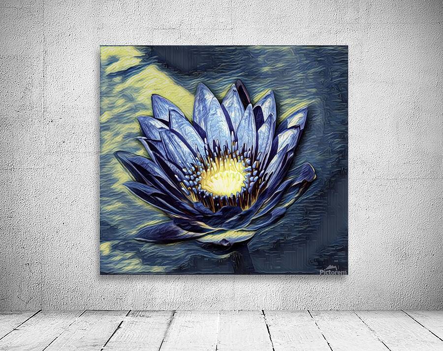 Blue Abstract Waterlily  Wall Preview
