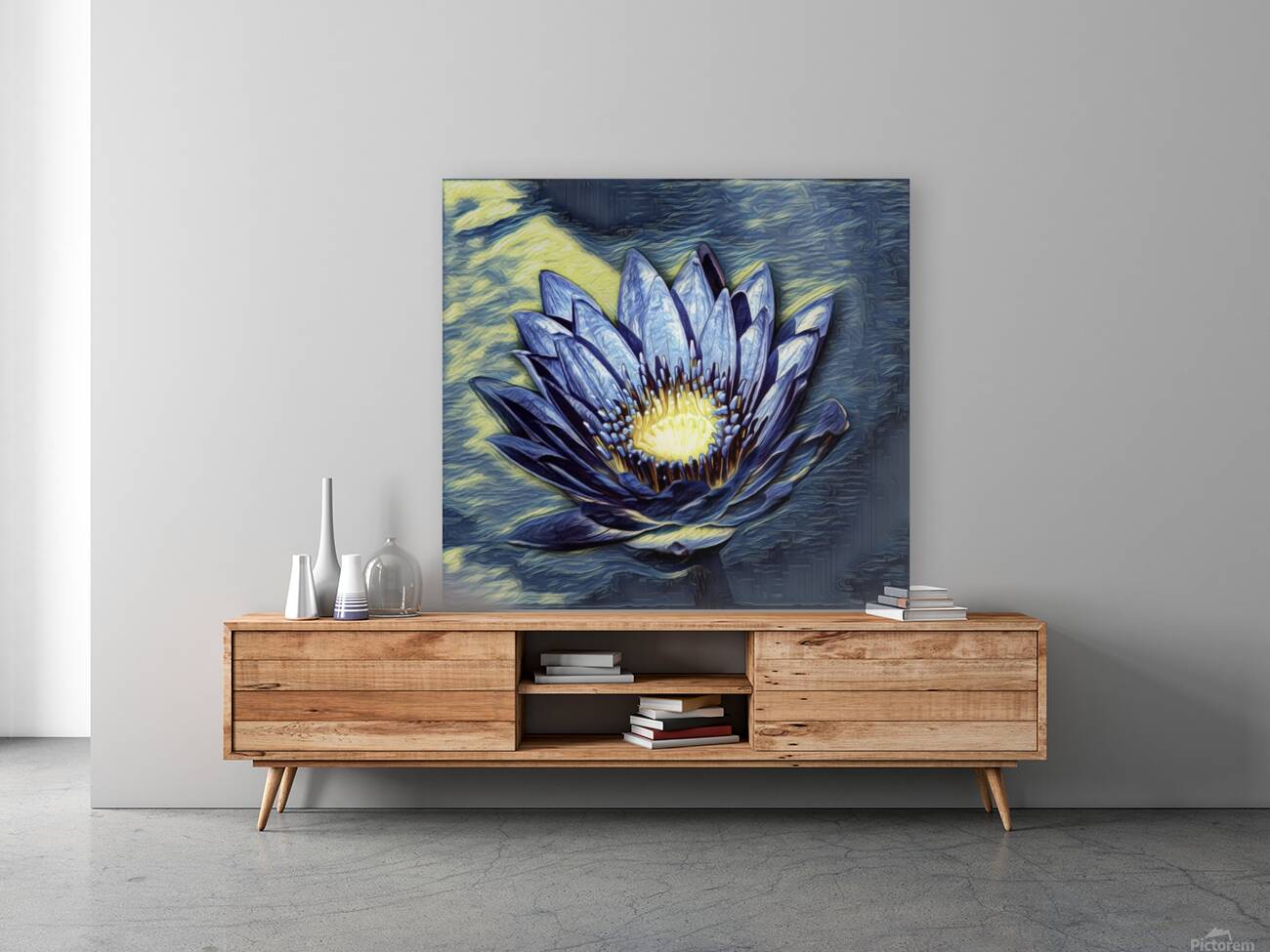 Blue Abstract Waterlily  Reproduction