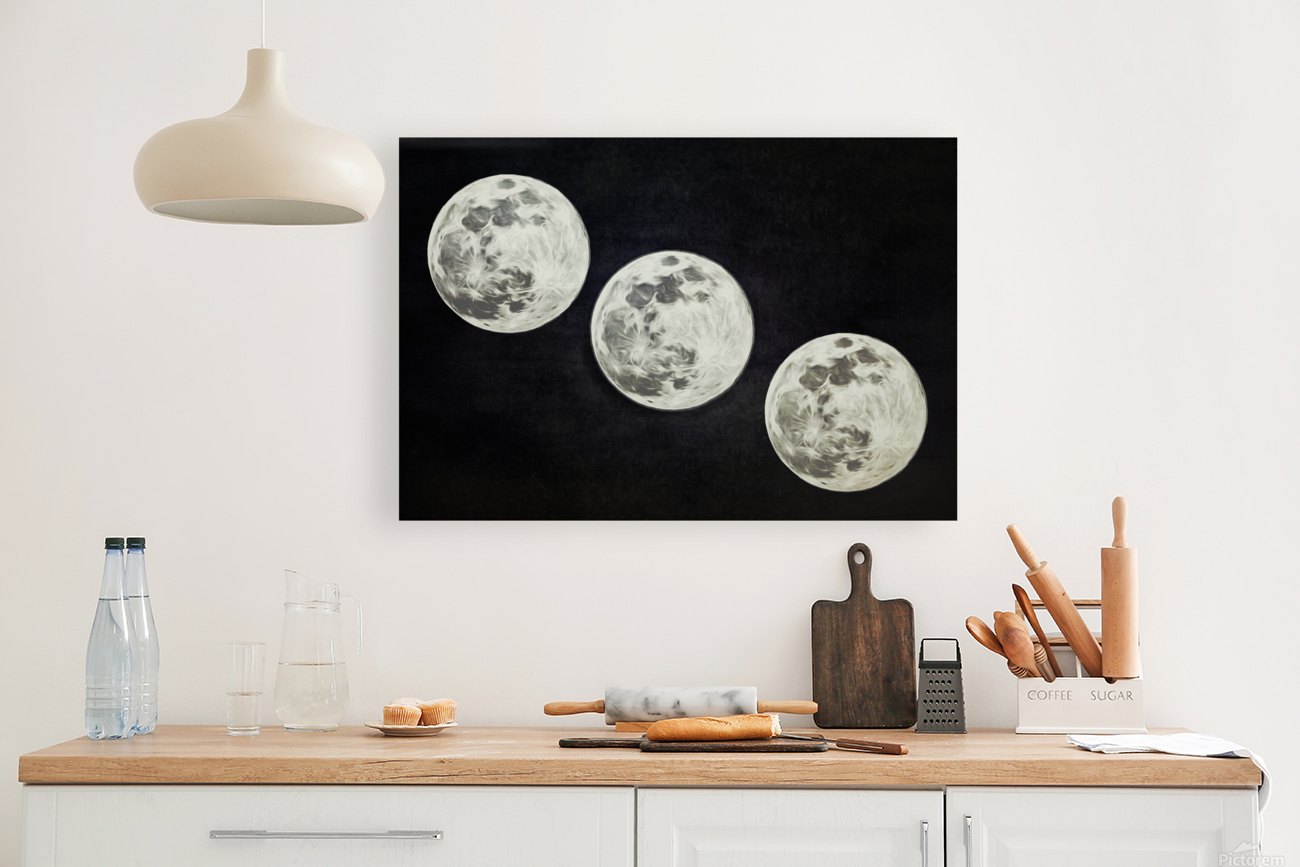 Moon Trio Black and White Reproduction