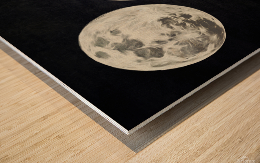 Moon Trio Black and White Wood print